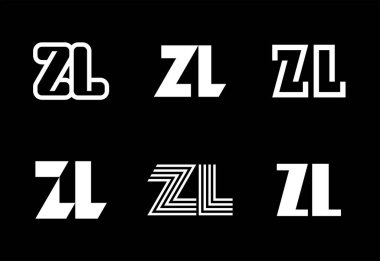 ZL harfi logoları. Harfli soyut logo koleksiyonu. Geometrik soyut logolar