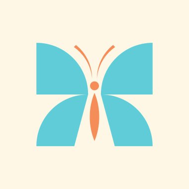 Kelebek logosu. Simge tasarımı. Şablon ögeleri