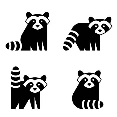 Rakun logosu seti. Simge tasarımı. Şablon ögeleri