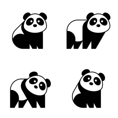 Panda logosu seti. Simge tasarımı. Şablon öğeleri