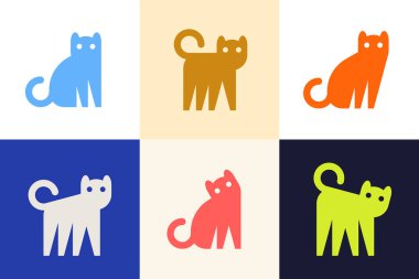Cat logosu seti. Simge tasarımı. Şablon öğeleri