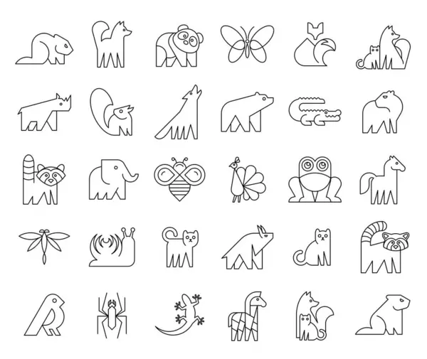 Collezione Loghi Animali Set Logo Animale Icona Design Vettoriali Stock Royalty Free