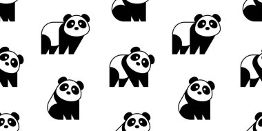 Pandalar ile Dikişsiz Desen. beyaz arka plan üzerinde izole