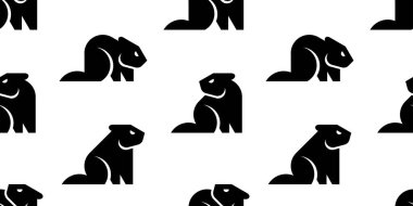 Kunduzlar ile Dikişsiz Desen. beyaz arka plan üzerinde izole