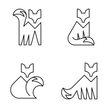 Fox logosu seti. Simge tasarımı. Şablon öğeleri