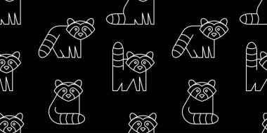 Rakunlar ile Dikişsiz Desen. beyaz arka plan üzerinde izole