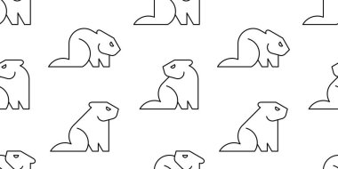 Kunduzlar ile Dikişsiz Desen. beyaz arka plan üzerinde izole