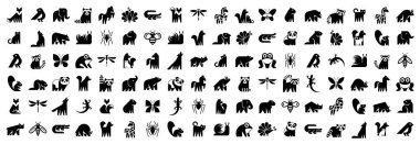 Hayvan logoları koleksiyonu. Hayvan logosu seti. Simge tasarımı