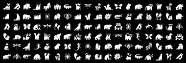 Hayvan logoları koleksiyonu. Hayvan logosu seti. Simge tasarımı