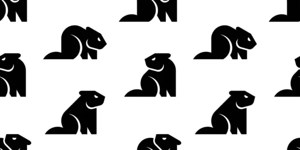 Naadloos Patroon Met Beavers Geïsoleerd Witte Achtergrond Vectorbeelden