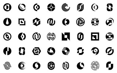 O. Geometrik soyut logoları olan soyut logo koleksiyonu. Simge tasarımı