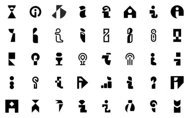 I. harfi ile soyut logo koleksiyonu. Geometrik soyut logolar. Simge tasarımı