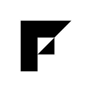 F harfi logosu. Simge tasarımı. Şablon elementleri Geometrik soyut logolar