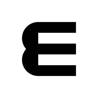 E harfi logosu. Simge tasarımı. Şablon elementleri Geometrik soyut logolar