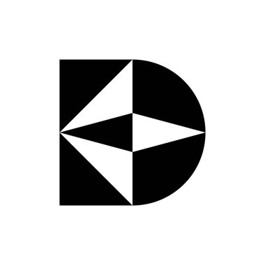 D harfi logosu. Simge tasarımı. Şablon elementleri Geometrik soyut logolar