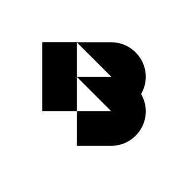 B harfi logosu. Simge tasarımı. Şablon elementleri Geometrik soyut logolar