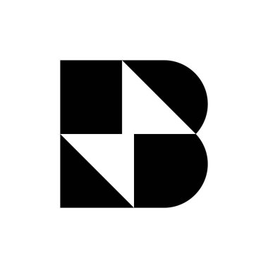 B harfi logosu. Simge tasarımı. Şablon elementleri Geometrik soyut logolar