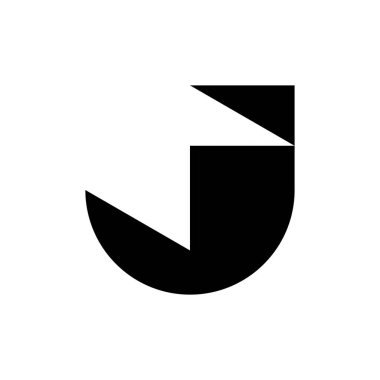J harfi logosu. Simge tasarımı. Şablon elementleri Geometrik soyut logolar