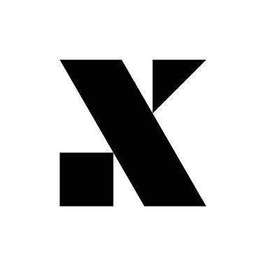 K harfi logosu. Simge tasarımı. Şablon elementleri Geometrik soyut logolar