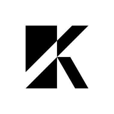 K harfi logosu. Simge tasarımı. Şablon elementleri Geometrik soyut logolar