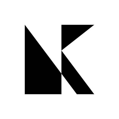 K harfi logosu. Simge tasarımı. Şablon elementleri Geometrik soyut logolar