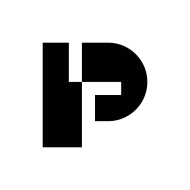 P harfi logosu. Simge tasarımı. Şablon elementleri Geometrik soyut logolar