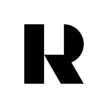 R harfi logosu. Simge tasarımı. Şablon elementleri Geometrik soyut logolar