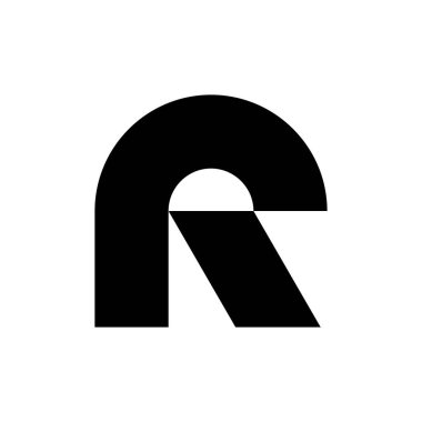 R harfi logosu. Simge tasarımı. Şablon elementleri Geometrik soyut logolar