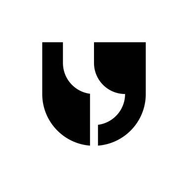 U harfi logosu. Simge tasarımı. Şablon elementleri Geometrik soyut logolar