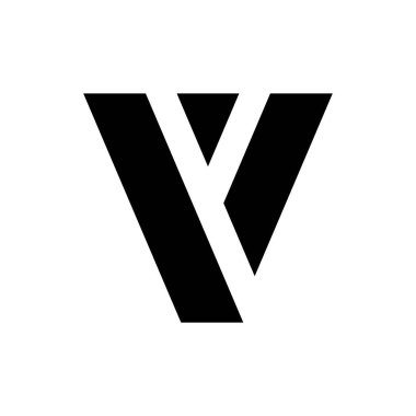 V harfi logosu. Simge tasarımı. Şablon elementleri Geometrik soyut logolar