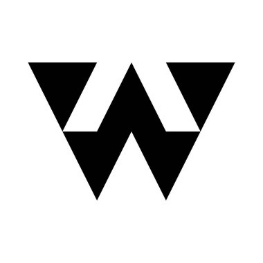 W harfi logosu. Simge tasarımı. Şablon elementleri Geometrik soyut logolar