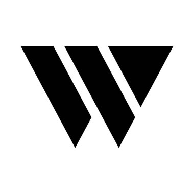 W harfi logosu. Simge tasarımı. Şablon elementleri Geometrik soyut logolar