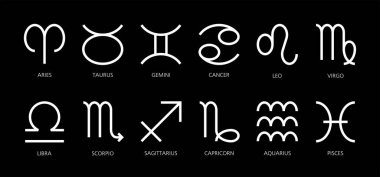 Astrolojik burç işaretleri. Burç burcu işaretleri. Simge tasarımı