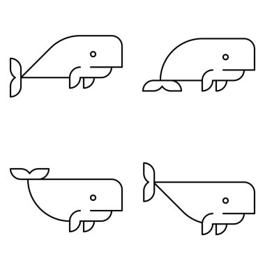 Sperm Balina logosu seti. Simge tasarımı. Şablon ögeleri