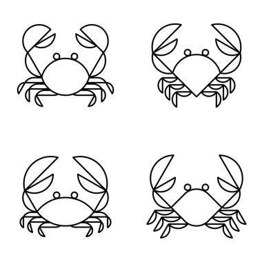 Yengeç logosu seti. Simge tasarımı. Şablon ögeleri