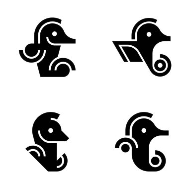 Seahorseh logosu seti. Simge tasarımı. Şablon ögeleri