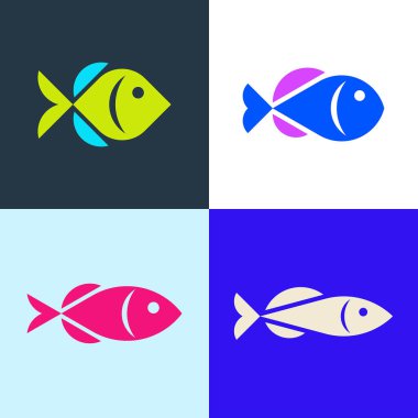 Balık logosu seti. Simge tasarımı. Şablon ögeleri