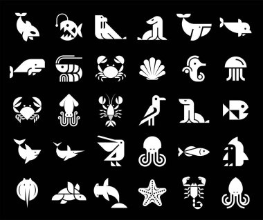 Hayvan logoları koleksiyonu. Hayvan logosu seti. Simge tasarımı