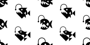 Anglerfish 'te kusursuz desen. beyaz arkaplanda izole