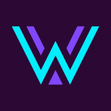 W harfi logosu. Simge tasarımı. Şablon elementleri Geometrik soyut logolar