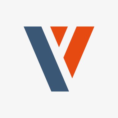 V harfi logosu. Simge tasarımı. Şablon elementleri Geometrik soyut logolar