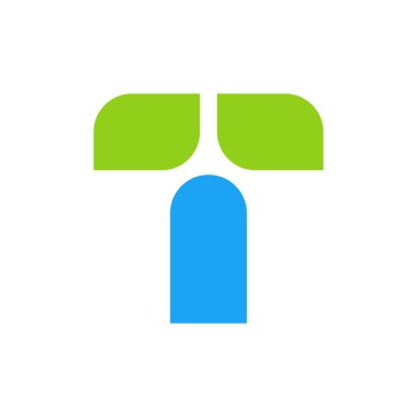 T harfi logosu. Simge tasarımı. Şablon elementleri Geometrik soyut logolar