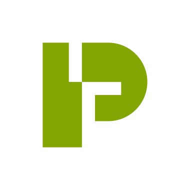 P harfi logosu. Simge tasarımı. Şablon elementleri Geometrik soyut logolar