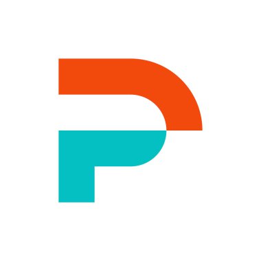 P harfi logosu. Simge tasarımı. Şablon elementleri Geometrik soyut logolar