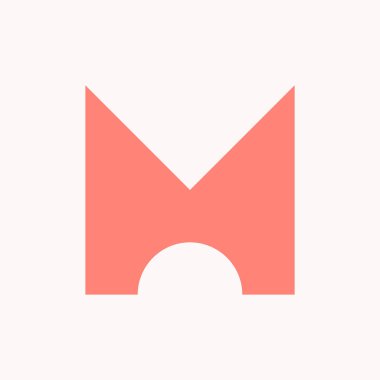 M harfi logosu. Simge tasarımı. Şablon elementleri Geometrik soyut logolar