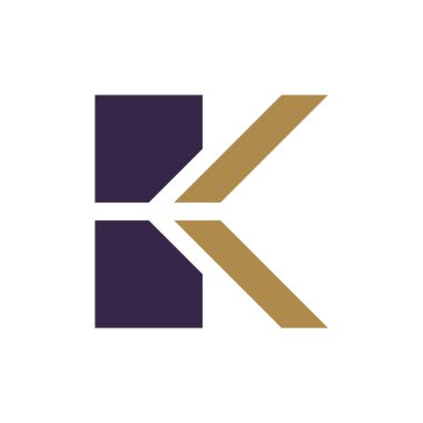 K harfi logosu. Simge tasarımı. Şablon elementleri Geometrik soyut logolar