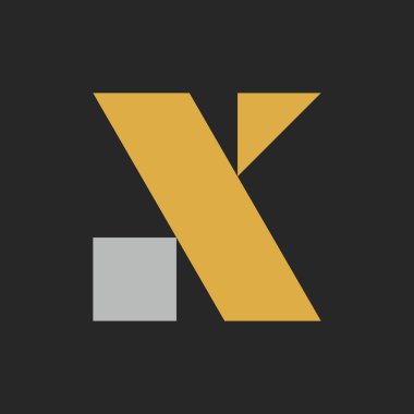 K harfi logosu. Simge tasarımı. Şablon elementleri Geometrik soyut logolar