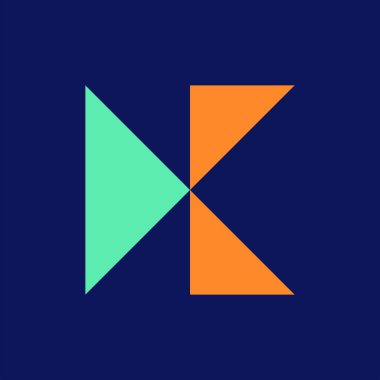 K harfi logosu. Simge tasarımı. Şablon elementleri Geometrik soyut logolar