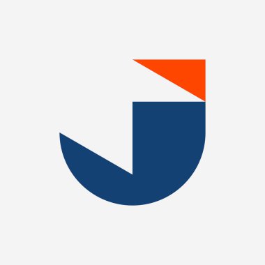 J harfi logosu. Simge tasarımı. Şablon elementleri Geometrik soyut logolar