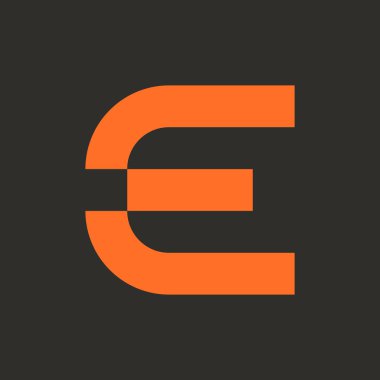 E harfi logosu. Simge tasarımı. Şablon elementleri Geometrik soyut logolar